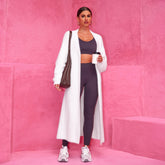 Manteau ample décontracté, pull long en tricot